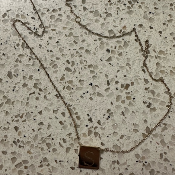 SarahChloe Square “S” Initial Necklace - Picture 1 of 5